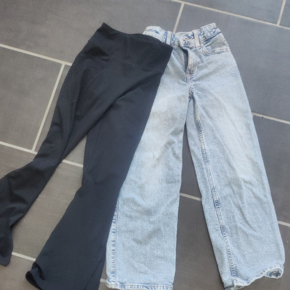 Abercrombie Kids Black and Light Blue Flare Jeans